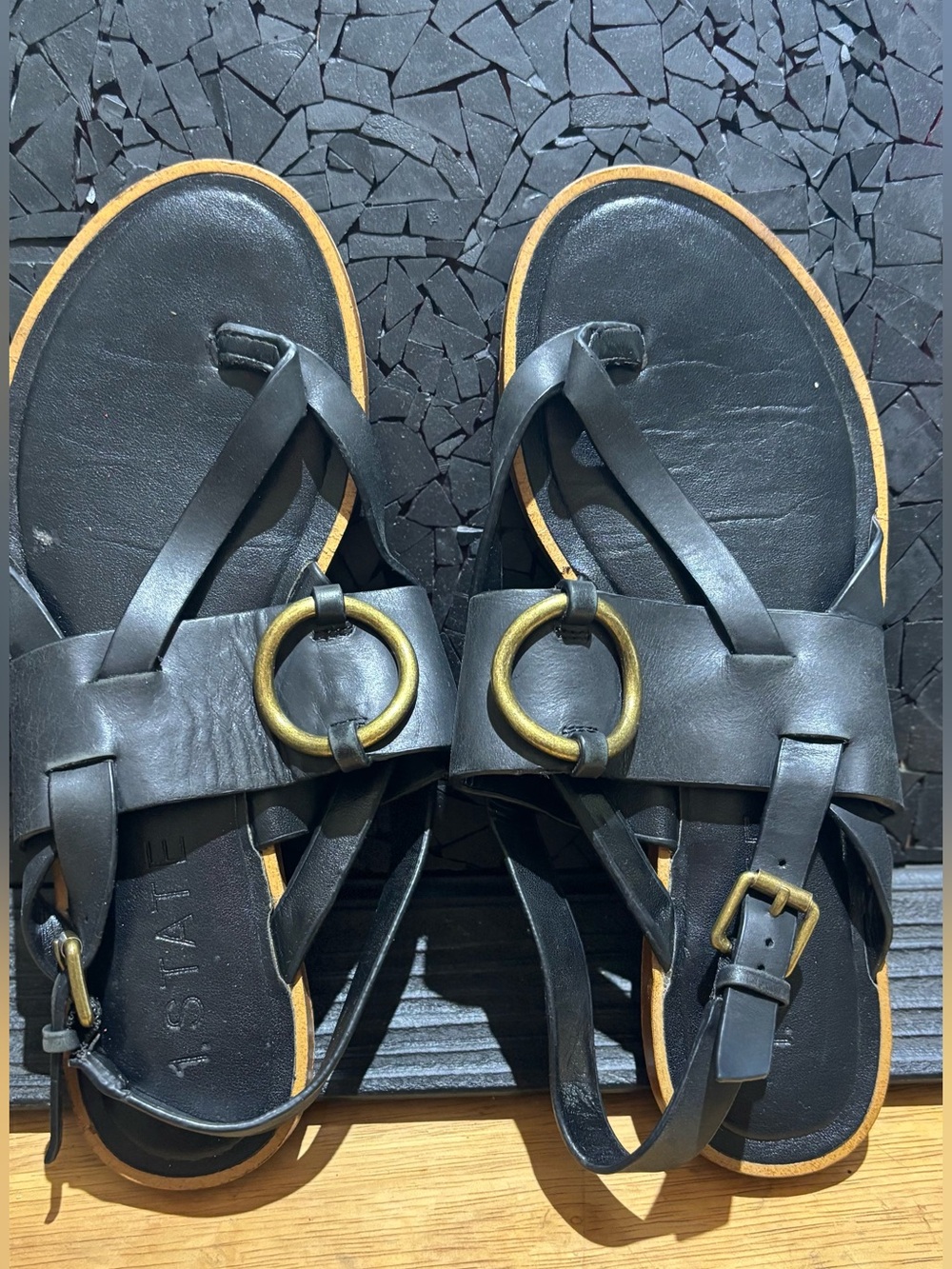 1.State Women's Lelle Sandal black size 8 leather